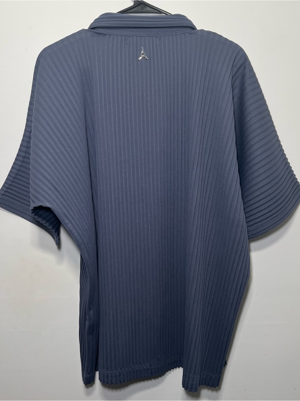Manière De Voir Men Pleated Short Sleeve Button Up Shirt Blue Lagenlook Textured - Picture 13 of 15